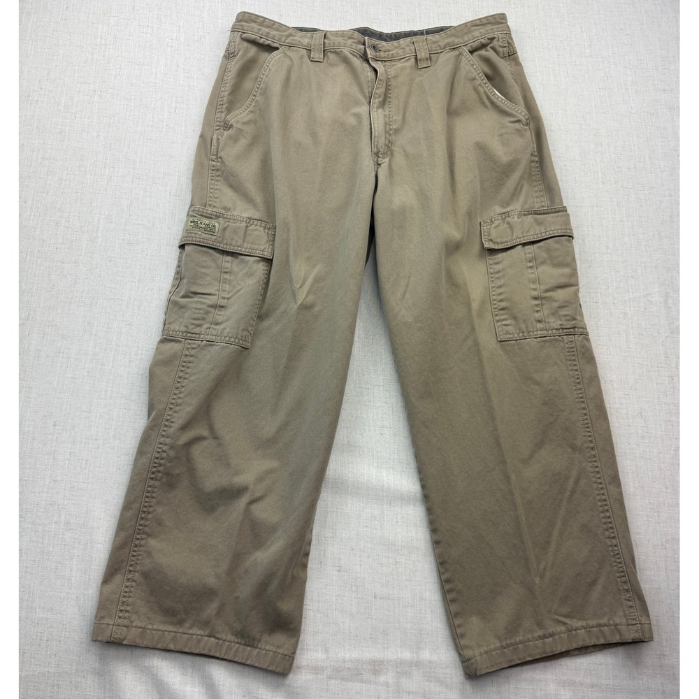 Wrangler Cargo Pants Mens 36x30 Khaki Tan Cotton Relaxed Fit Workwear Utility